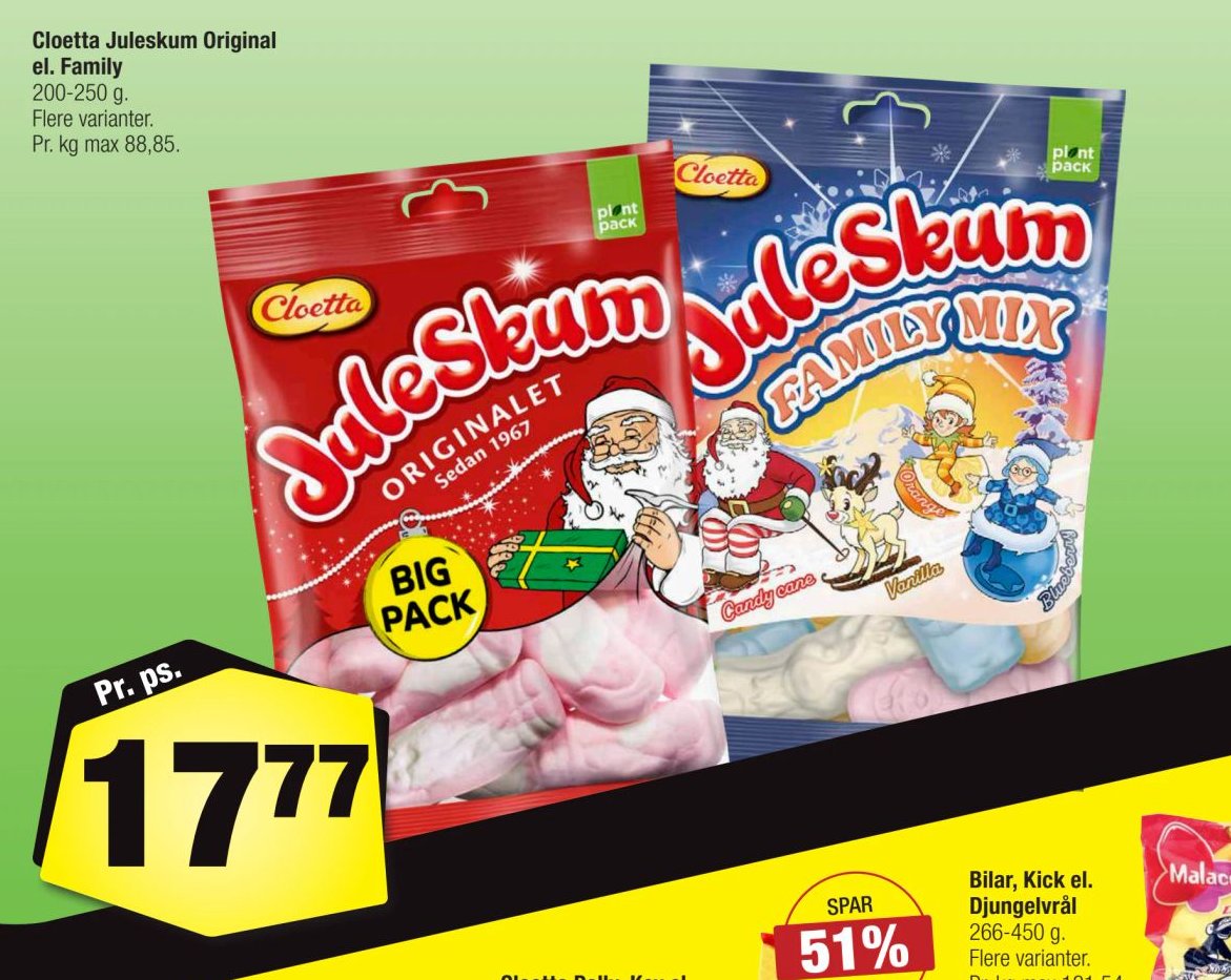 Cloetta Juleskum Original el. Family 200-250 g. Flere varianter. – Calle