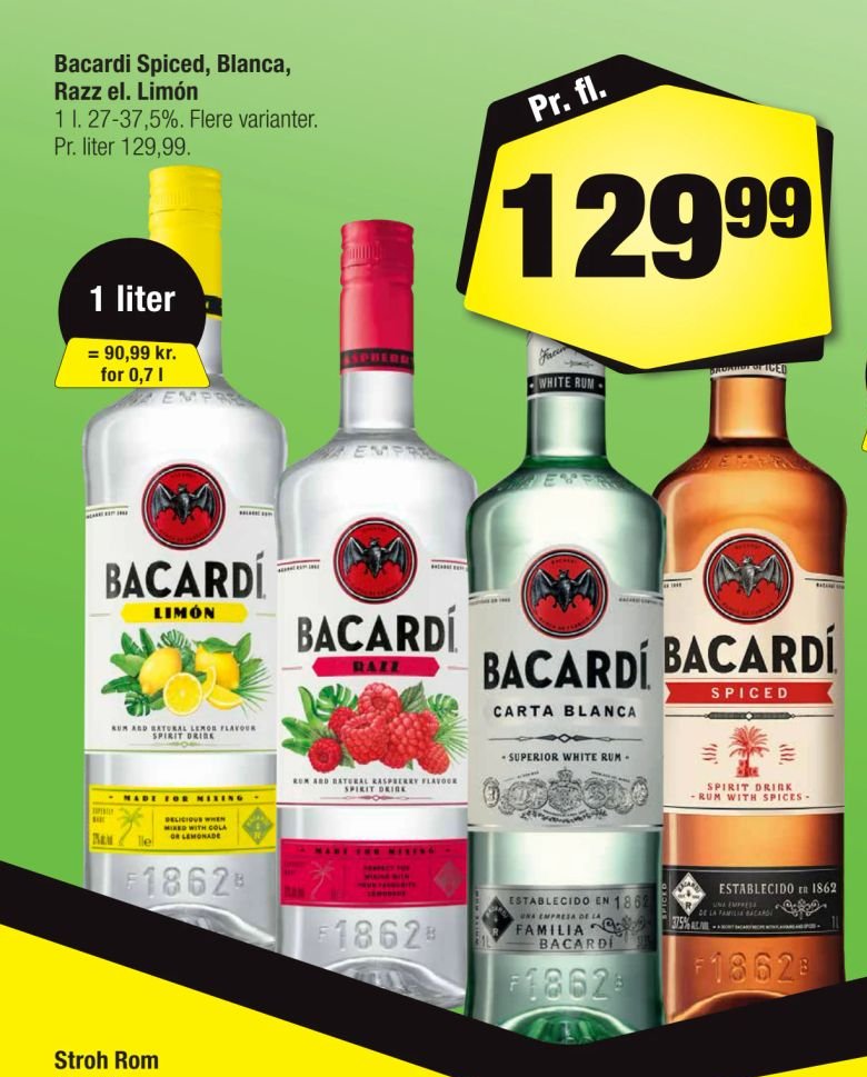 Bacardi Spiced, Blanca, Razz el. Limón – Calle