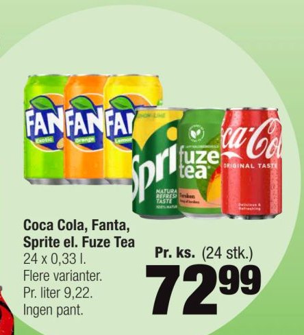 Coca Cola, Fanta, Sprite el. Fuze Tea – Calle