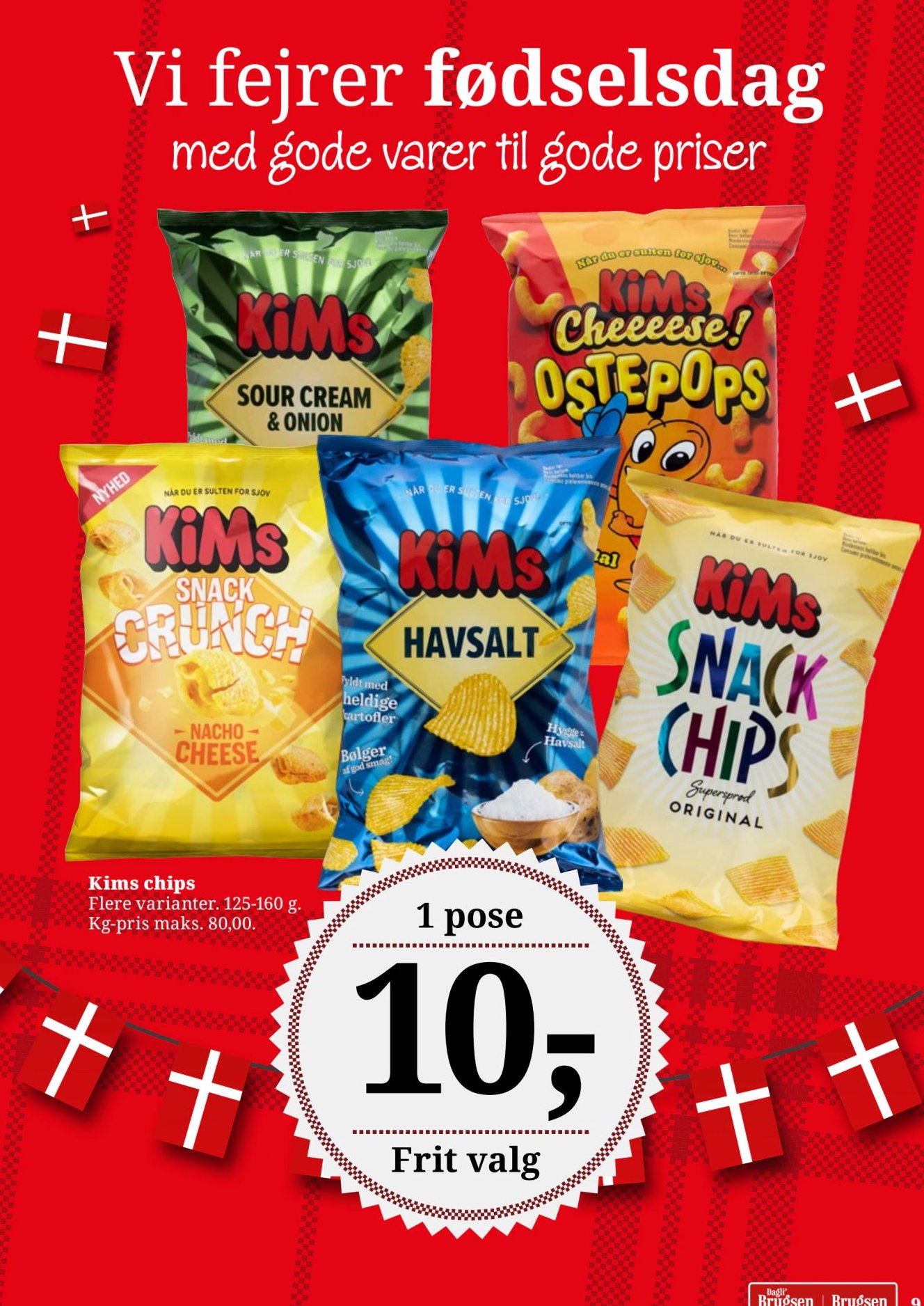 Kims chips Flere varianter. 125-160 g. Kg-pris maks. 80,00. – Dagli'Brugsen