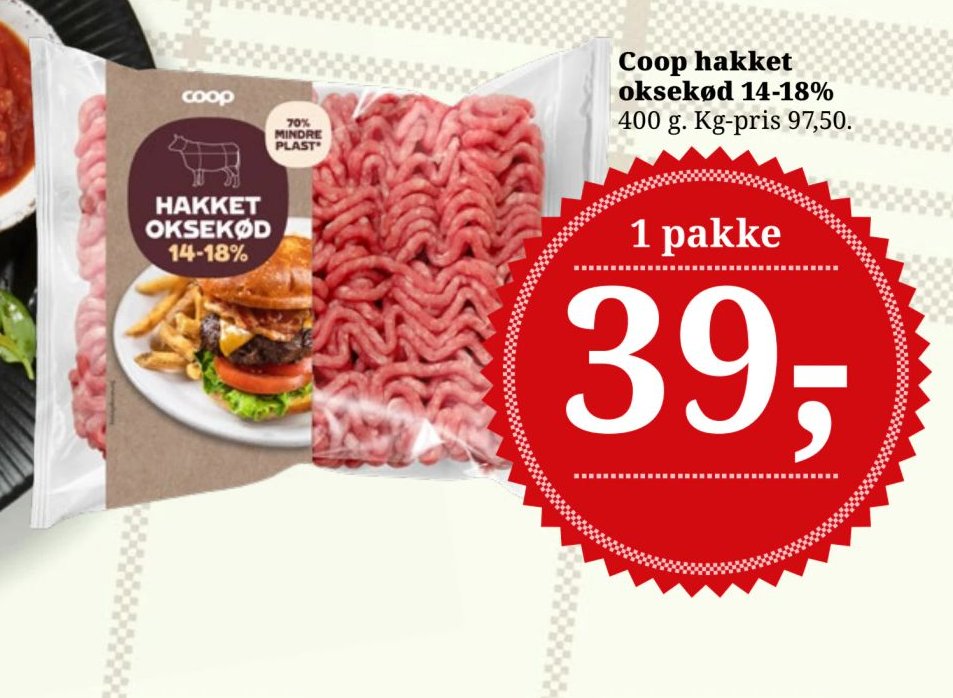 Coop hakket oksekød 14-18% 400 g – Dagli'Brugsen