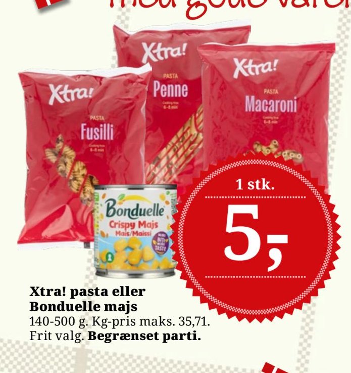 Xtra! pasta eller Bonduelle majs 140-500 g – Dagli'Brugsen