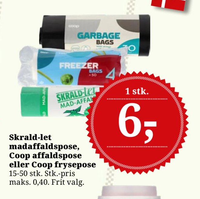 Skrald-let madaffaldspose, Coop affaldspose eller Coop frysepose 15-50 stk. – Dagli'Brugsen
