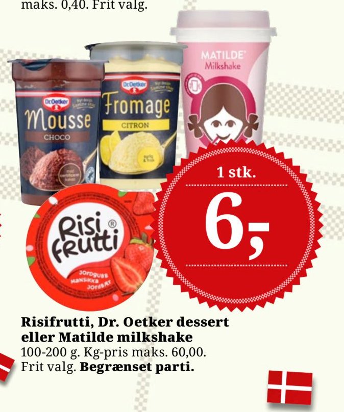 Risifrutti, Dr. Oetker dessert eller Matilde milkshake 100-200 g – Dagli'Brugsen