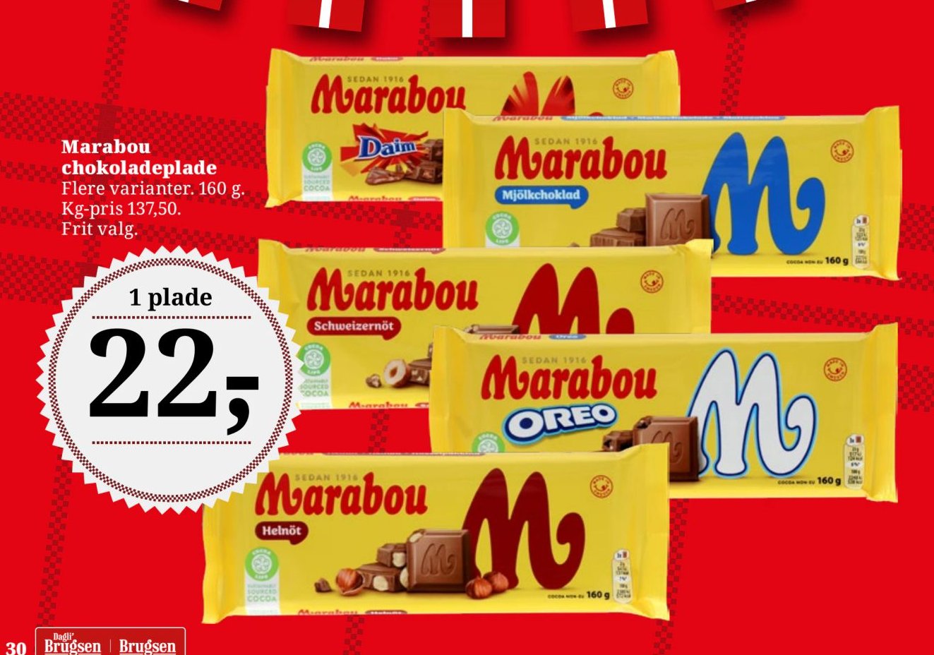Marabou chokoladeplade Flere varianter. 160 g. – Dagli'Brugsen