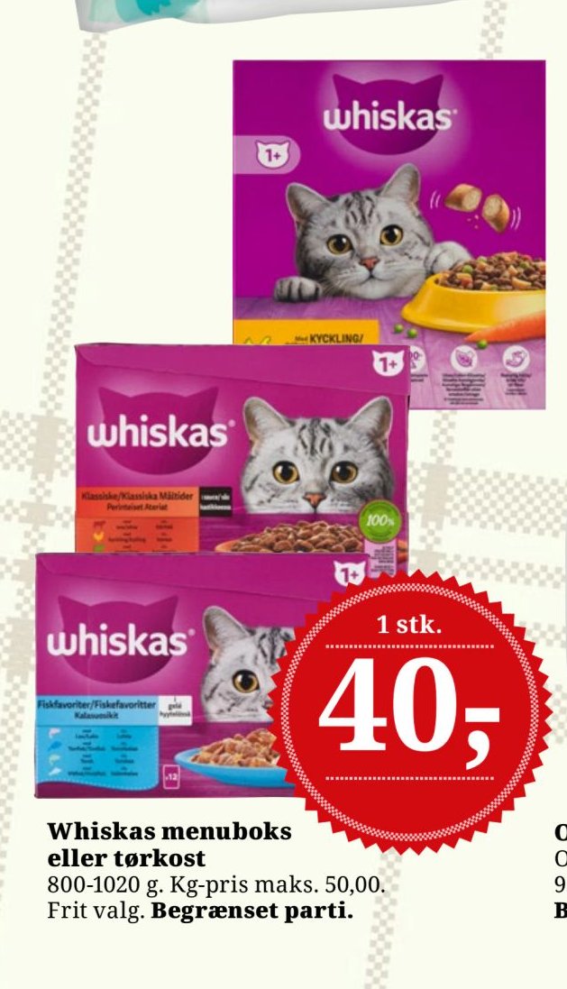 Whiskas menuboks eller tørkost 800-1020 g – Dagli'Brugsen