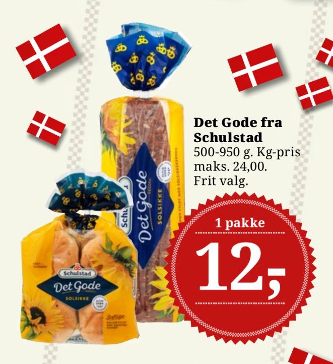 Det Gode fra Schulstad 500-950 g. Kg-pris maks. 24,00. Frit valg. – Dagli'Brugsen