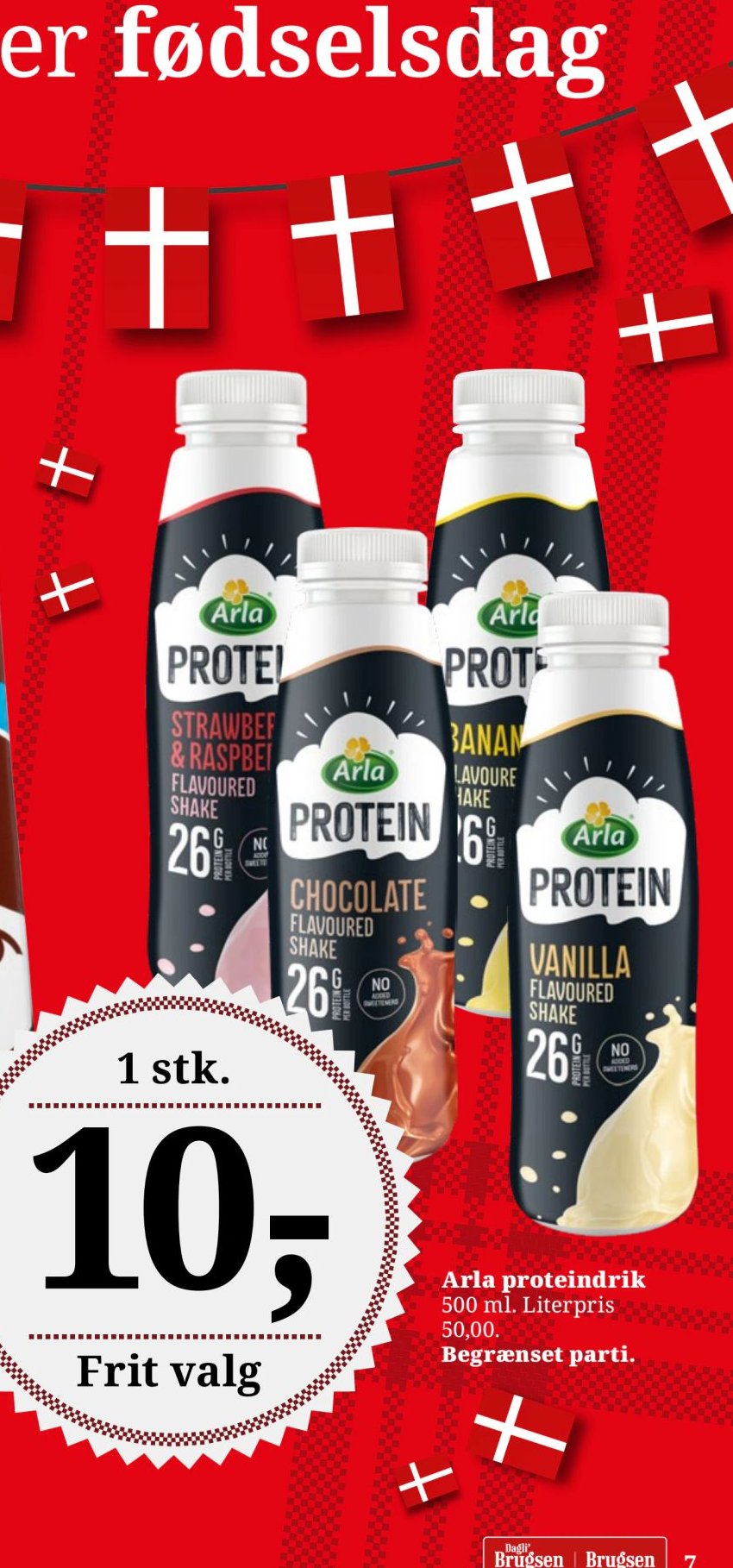 Arla proteindrik 500 ml. Literpris 50,00. Begrænset parti. – Dagli'Brugsen