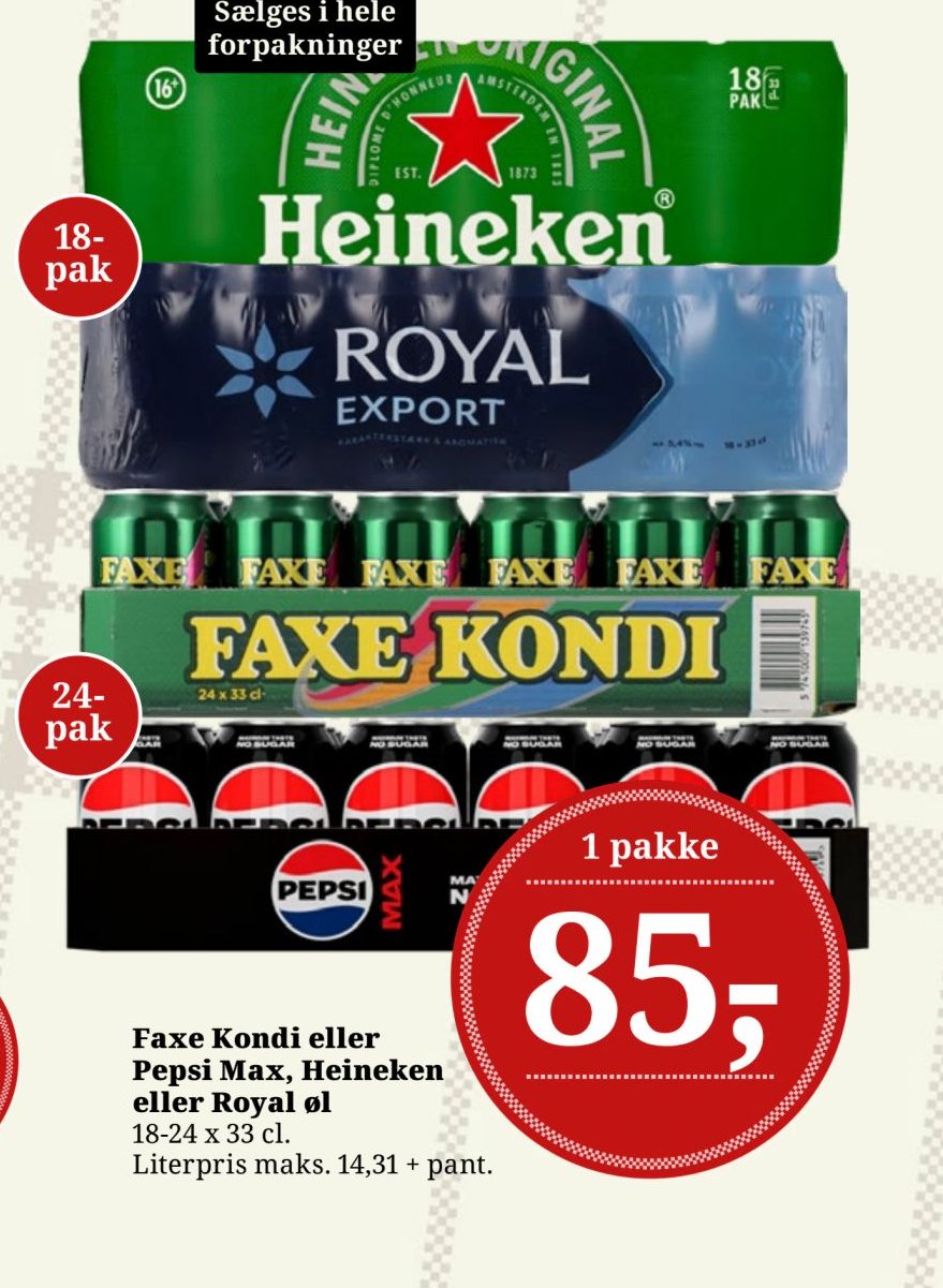 Faxe Kondi eller Pepsi Max, Heineken eller Royal øl – Dagli'Brugsen