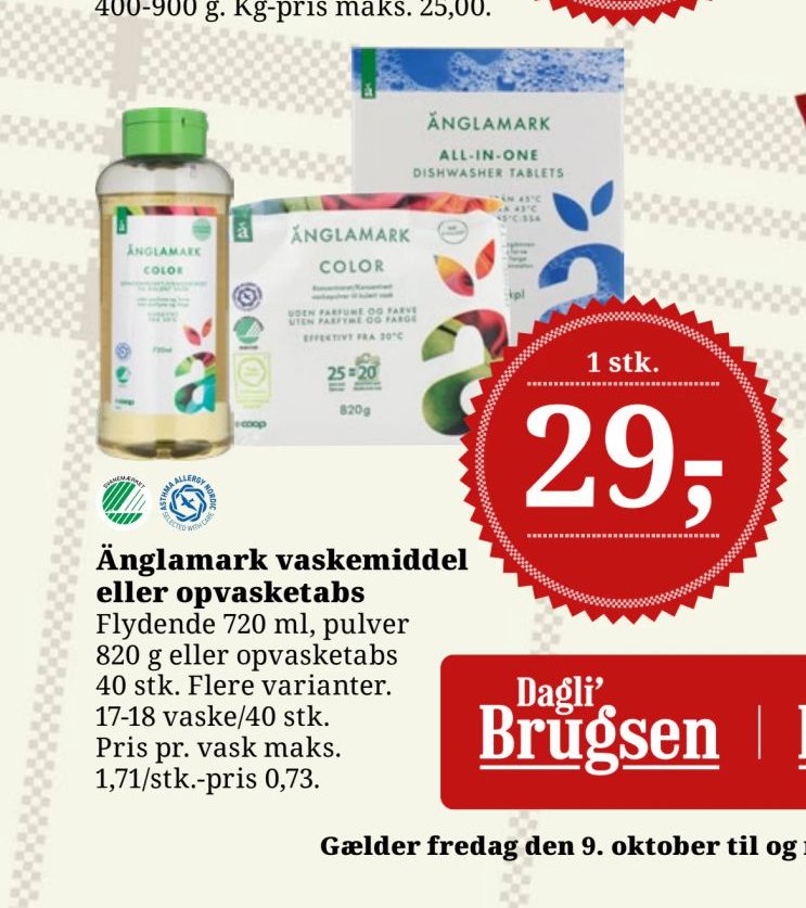 Änglamark vaskemiddel eller opvasketabs – Dagli'Brugsen