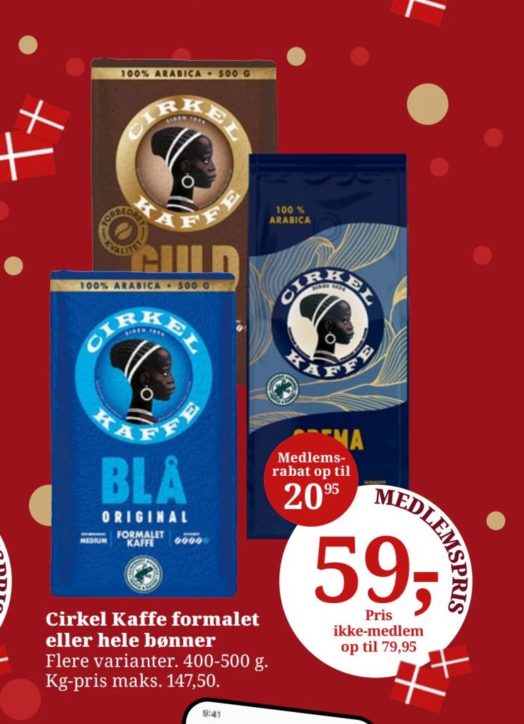 Cirkel Kaffe formalet eller hele bønner – Dagli'Brugsen