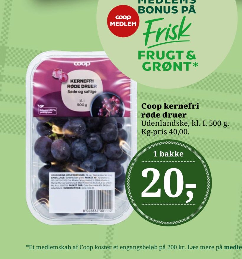 Coop kernefri røde druer – Dagli'Brugsen