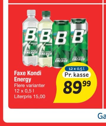 Faxe Kondi Energy Flere varianter 12 x 0,5 l – fakta Tyskland
