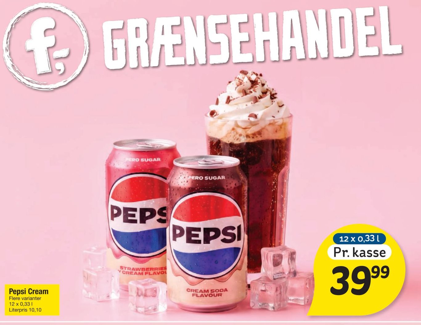 Pepsi Cream Flere varianter 12 x 0,33 l Literpris 10,10 – fakta Tyskland