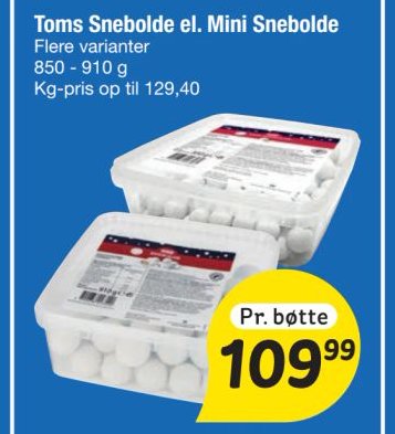 Toms Snebolde el. Mini Snebolde Flere varianter 850 g – fakta Tyskland
