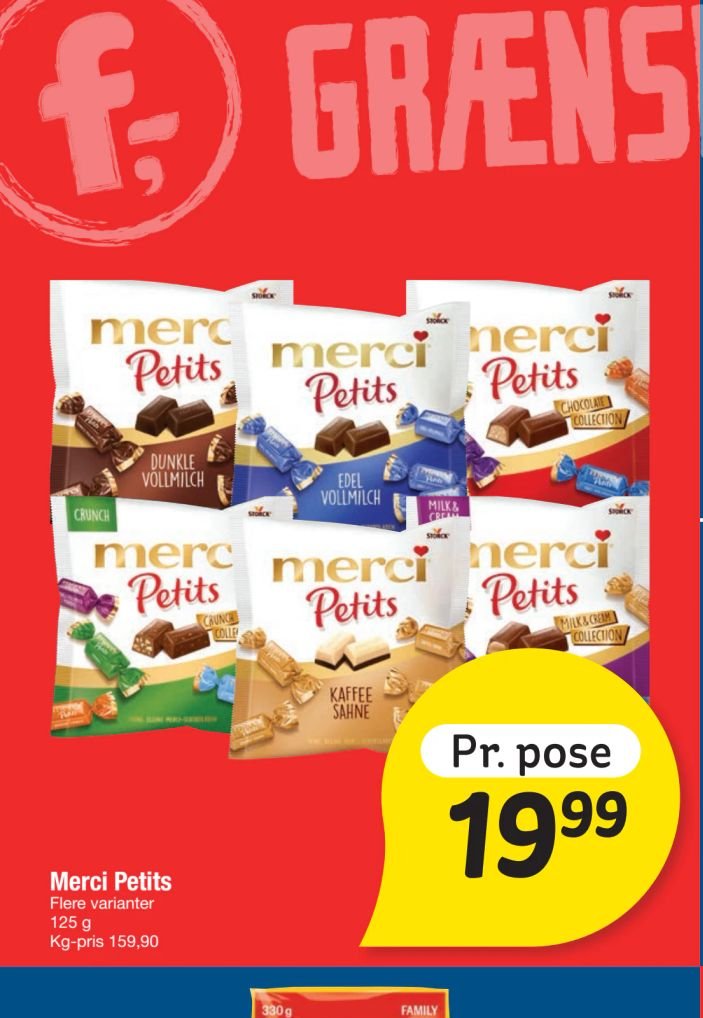Merci Petits Flere varianter 125 g Kg-pris 159,90 – fakta Tyskland