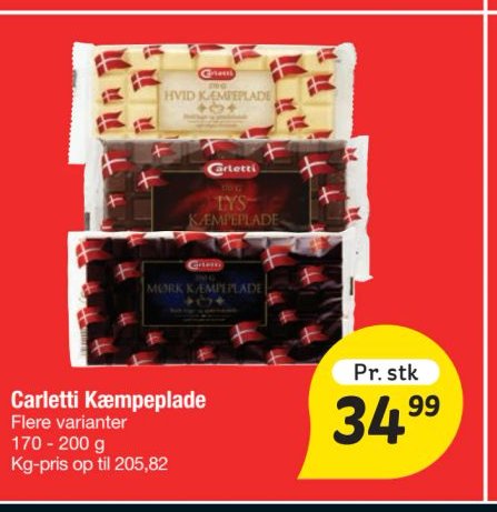 Carletti Kæmpeplade Flere varianter 170 - 200 g – fakta Tyskland