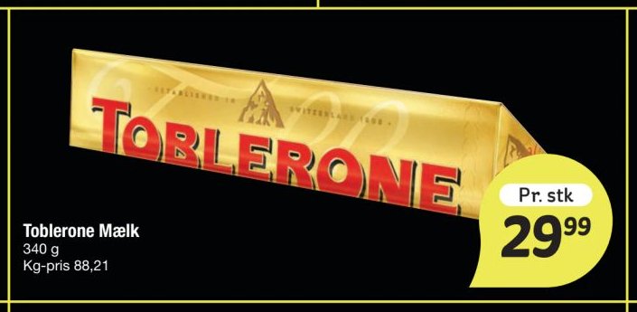 Toblerone Mælk 340 g – fakta Tyskland