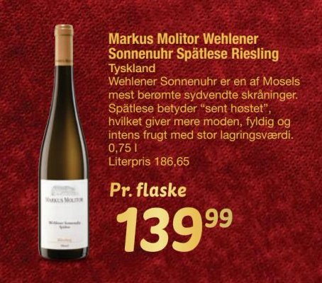 Markus Molitor Wehlener Sonnenuhr Spätlese Riesling – fakta Tyskland