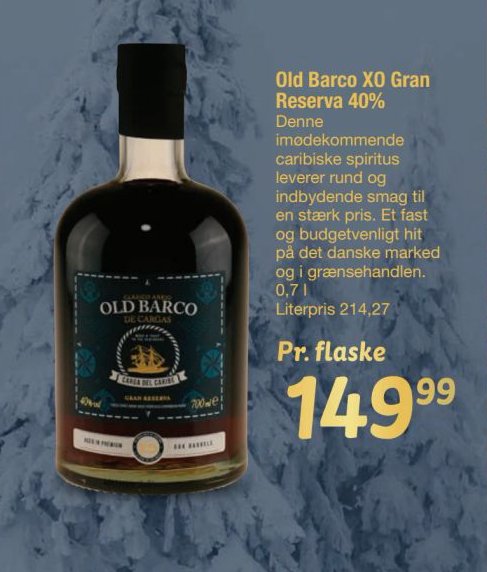Old Barco XO Gran Reserva 40% – fakta Tyskland