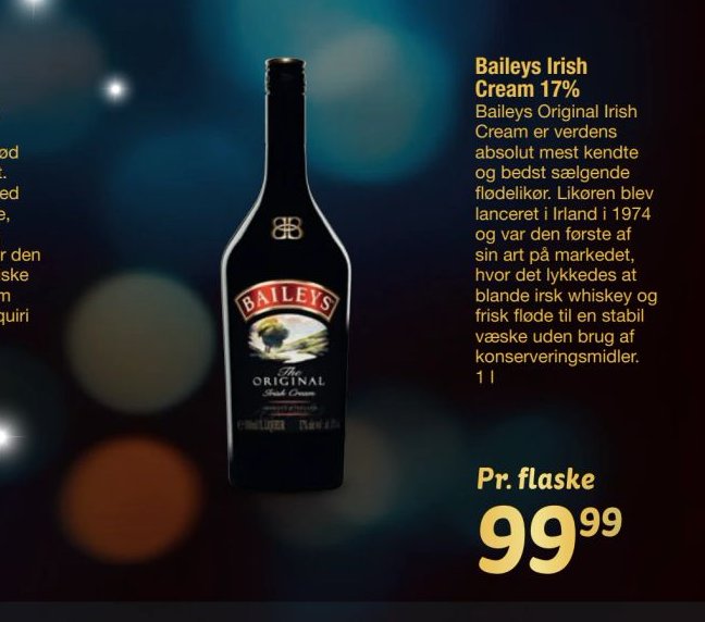 Baileys Irish Cream 17% – fakta Tyskland