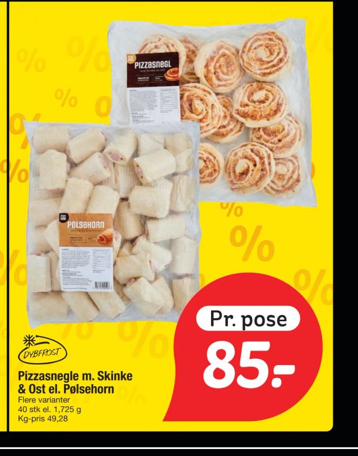 Pizzasnegle m. Skinke & Ost el. Pølsehorn – fakta Tyskland