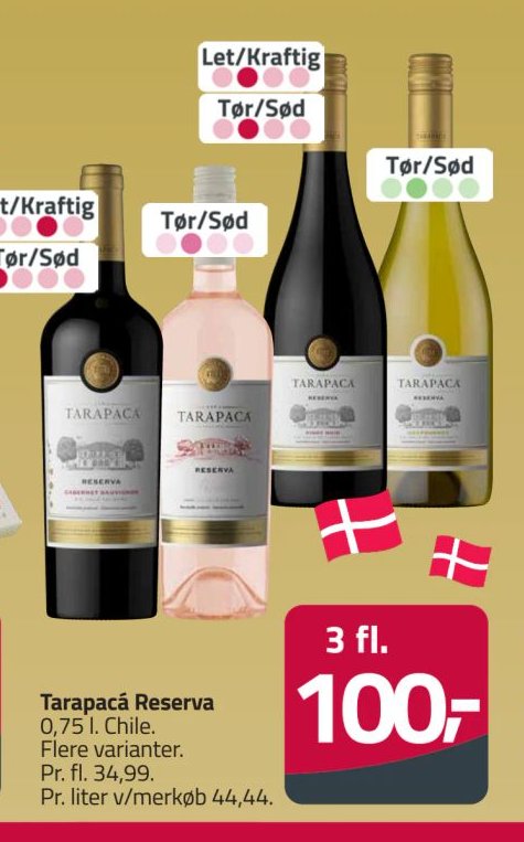 Tarapacá Reserva 0,75 l Chile. Flere varianter. – Fleggaard