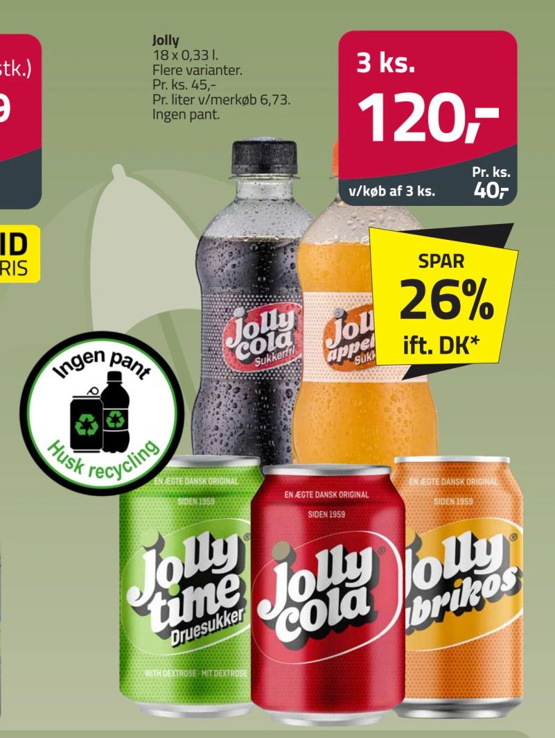 Jolly 18 x 0,33 l. Flere varianter. – Fleggaard