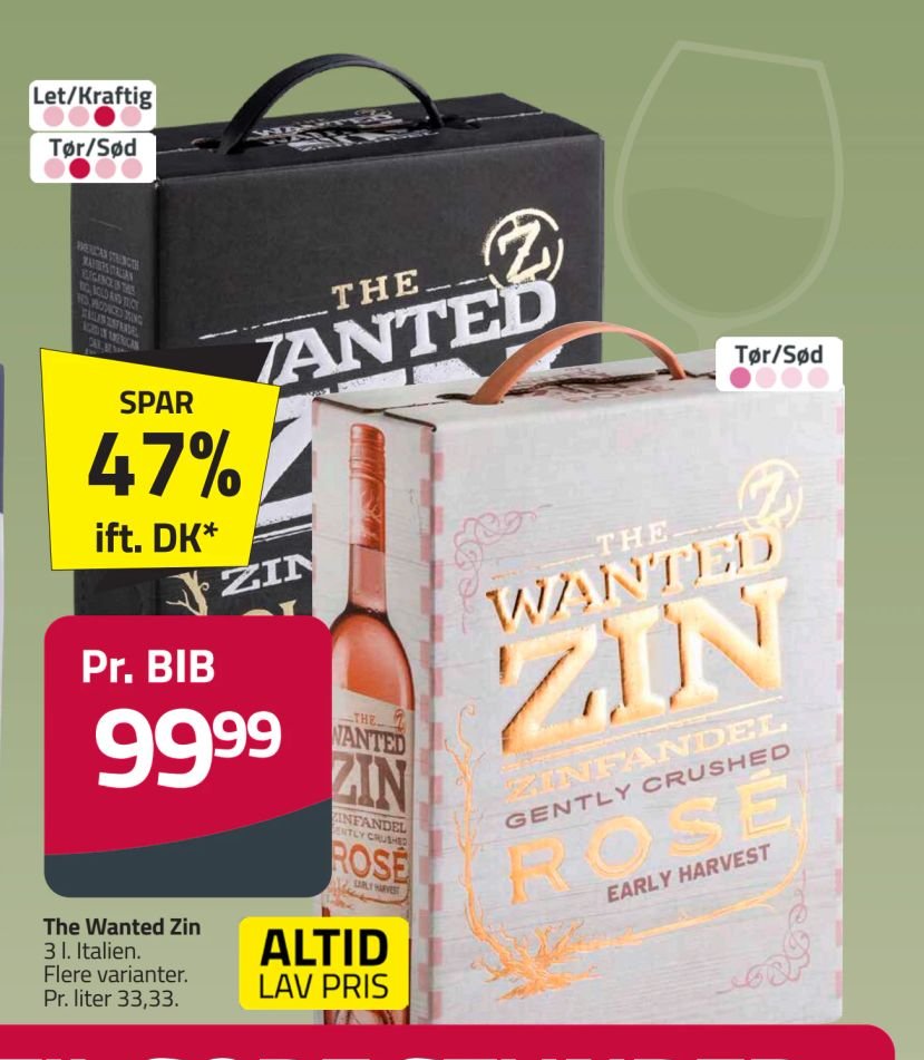 The Wanted Zin 3 l. Italien. Flere varianter. – Fleggaard