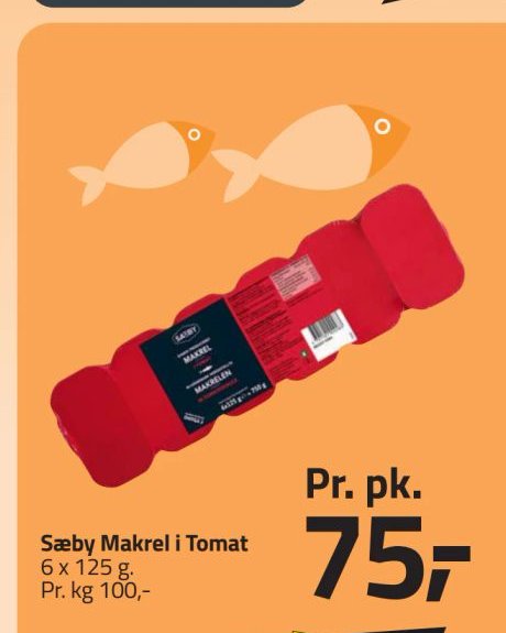 Sæby Makrel i Tomat 6 x 125 g – Fleggaard