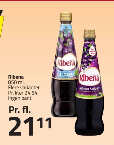 Ribena 850 ml. Flere varianter – Fleggaard