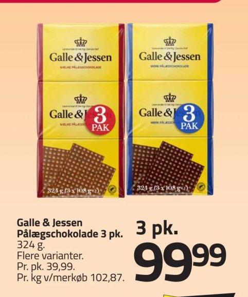 Galle & Jessen Pålægschokolade 3 pk. – Fleggaard