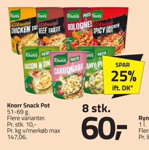 Knorr Snack Pot 51-69 g. Flere varianter – Fleggaard