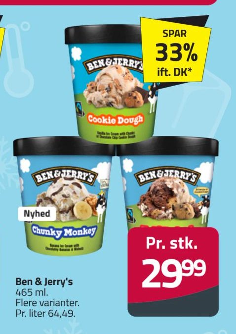 Ben & Jerry's 465 ml Flere varianter – Fleggaard