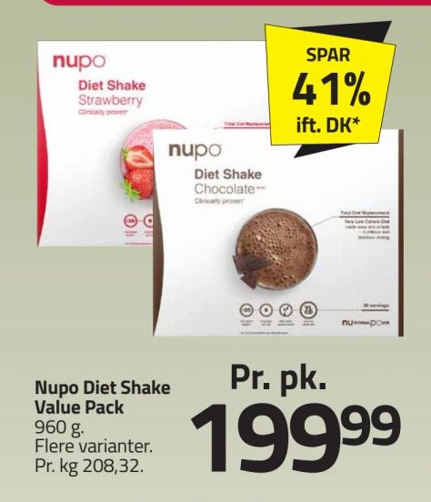 Nupo Diet Shake Value Pack 960 g Flere varianter – Fleggaard