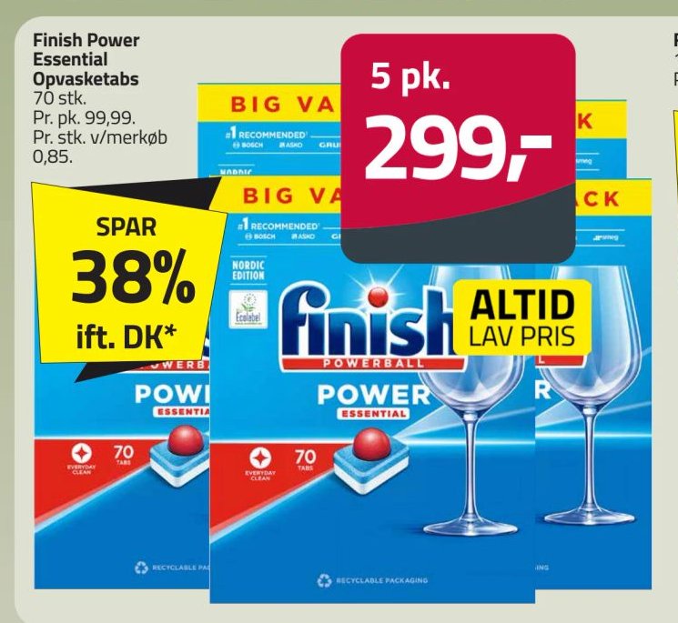 Finish Power Essential Opvasketabs 70 stk. – Fleggaard