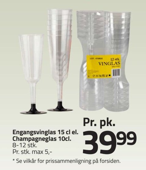 Engangsvinglas 15 cl el. Champagneglas 10cl – Fleggaard