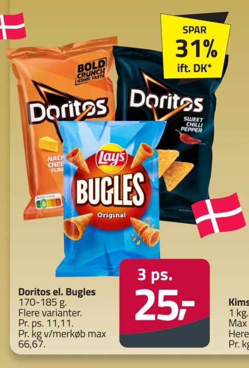 Doritos el. Bugles 170-185 g. Flere varianter. – Fleggaard