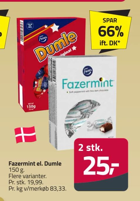 Fazermint el. Dumle 150 g. Flere varianter. – Fleggaard