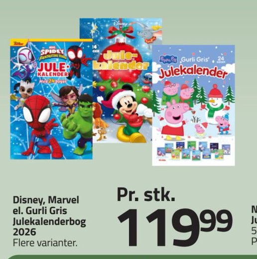 Disney, Marvel el. Gurli Gris Julekalenderbog 2026 – Fleggaard