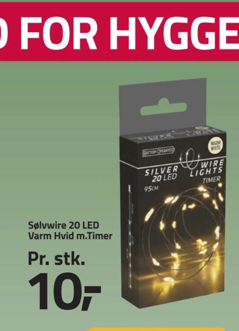 Sølvwire 20 LED Varm Hvid m.Timer – Fleggaard