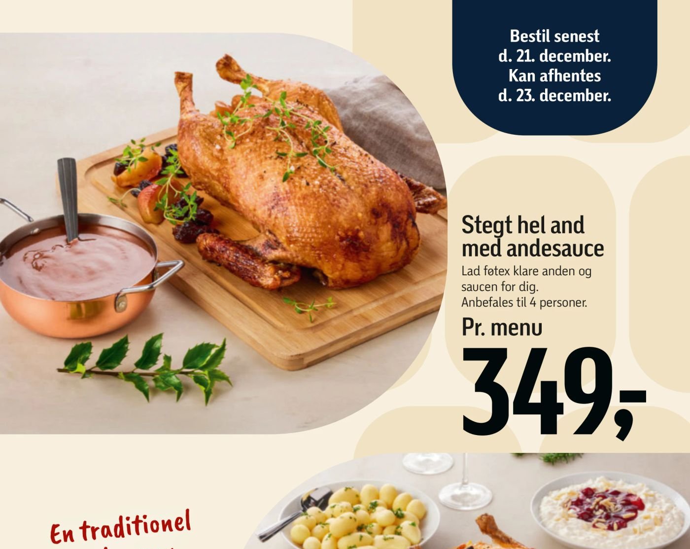 Stegt hel and med andesauce Pr. menu – Føtex