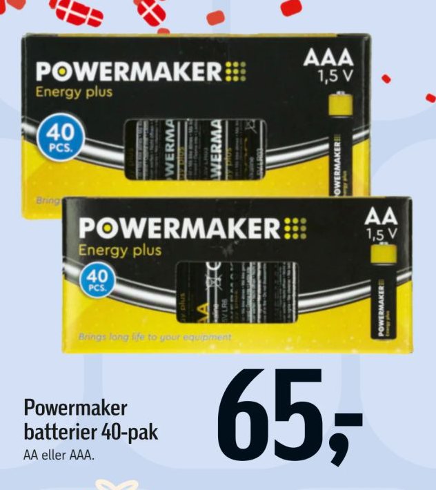 Powermaker batterier 40-pak AA eller AAA – Føtex