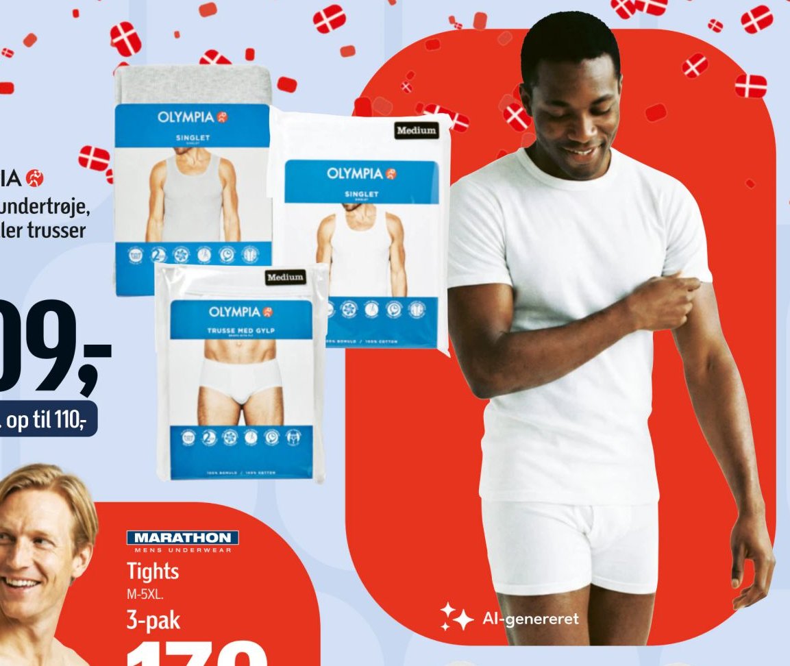 OLYMPIA T-shirt, undertrøje, tights eller trusser M-2XL. 3 stk. – Føtex