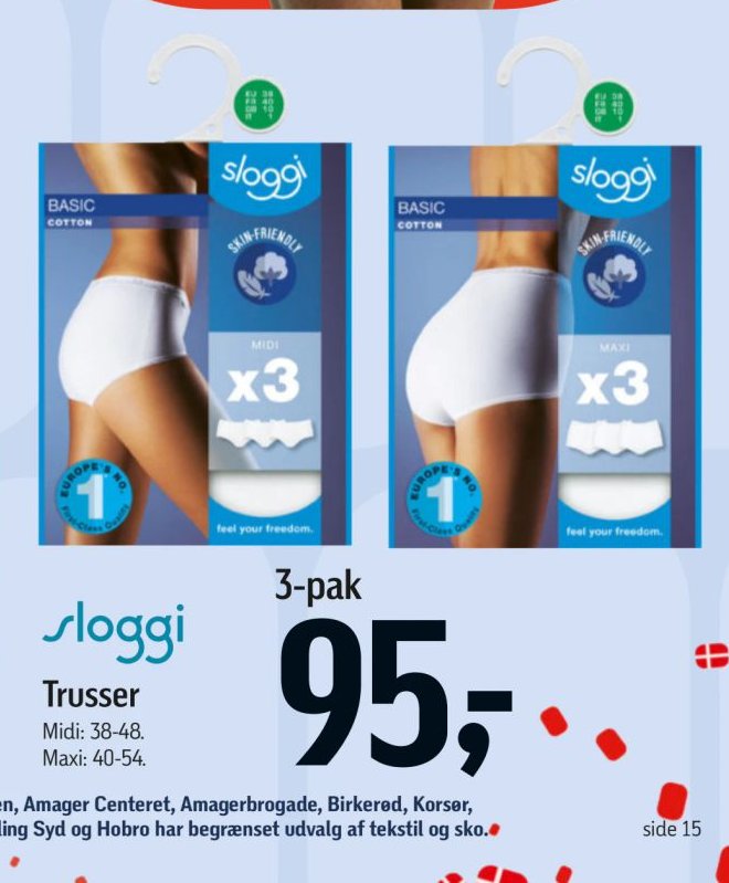 sloggi Trusser 3-pak Midi: 38-48. Maxi: 40-54. – Føtex