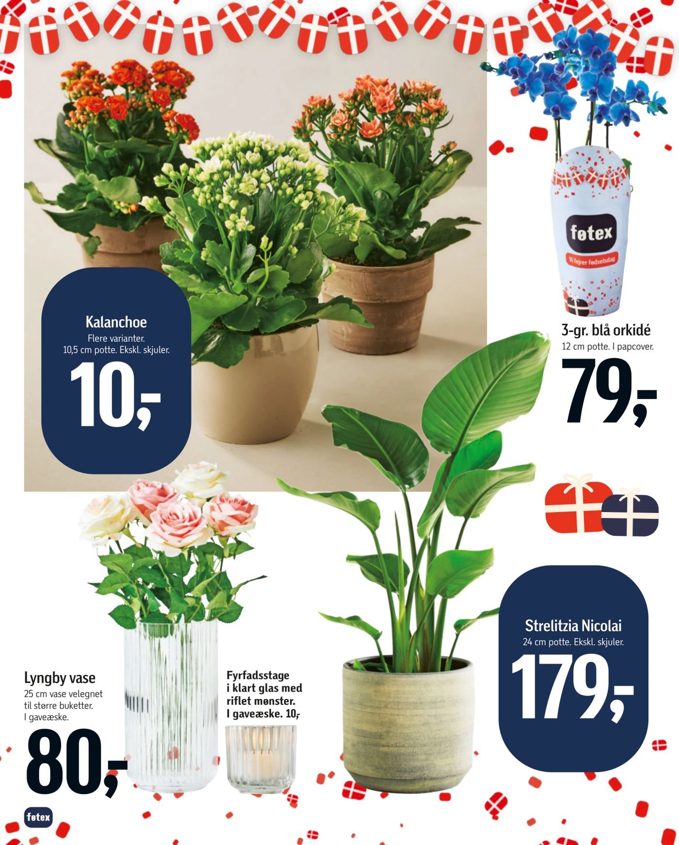 Lyngby vase 25 cm vase velegnet til større buketter. I gaveæske. – Føtex