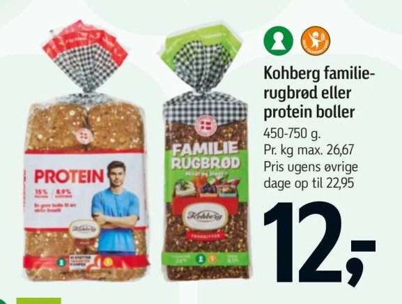 Kohberg familie-rugbrød eller protein boller 450-750 g. – Føtex