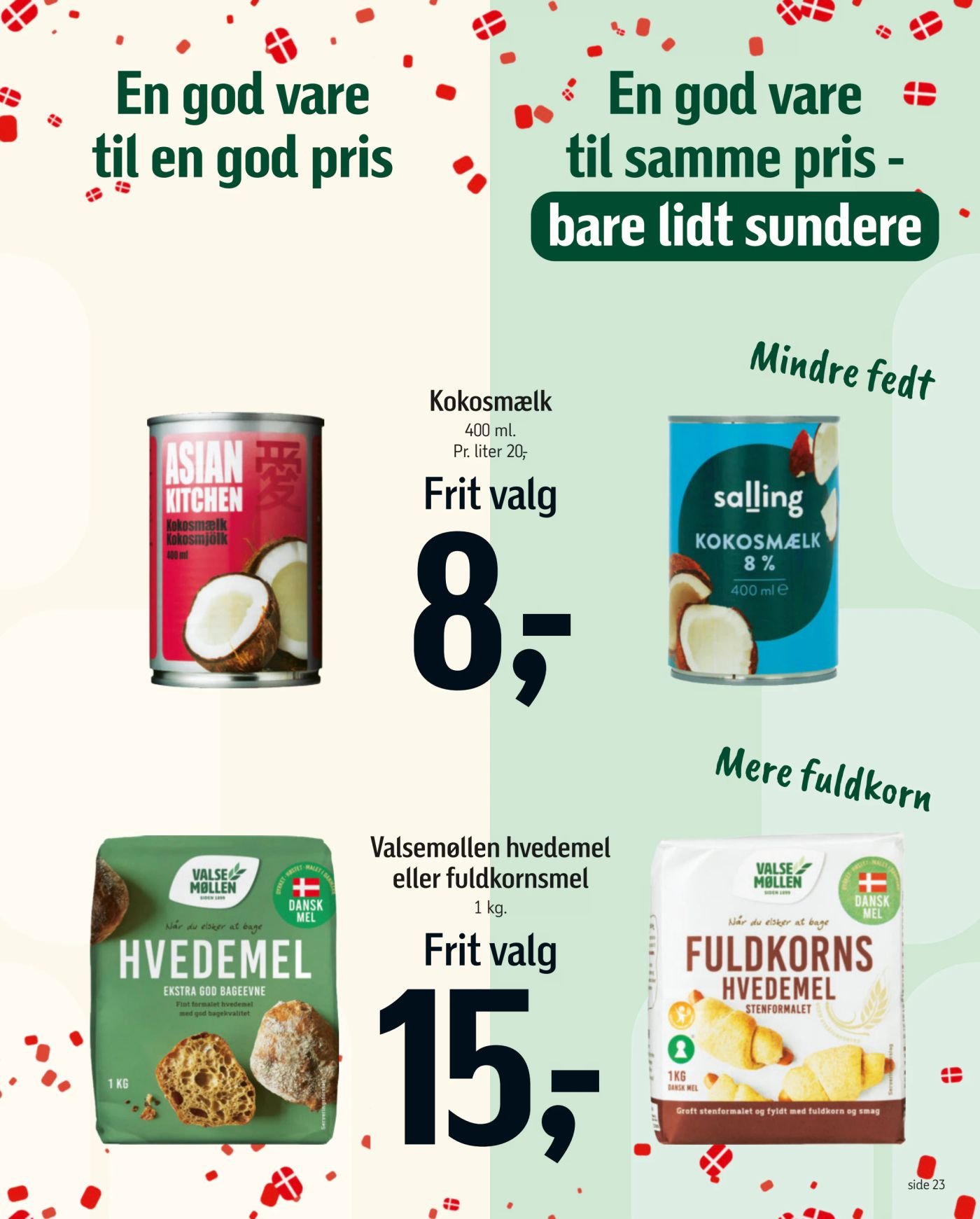Valsemøllen hvedemel eller fuldkornsmel 1 kg. – Føtex