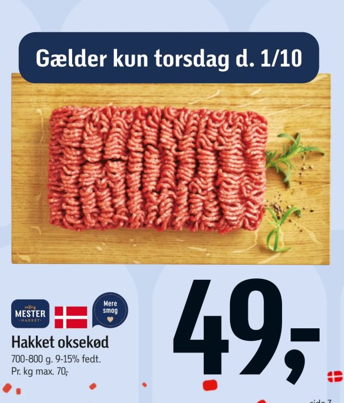 Hakket oksekød 700-800 g. 9-15% fedt. – Føtex