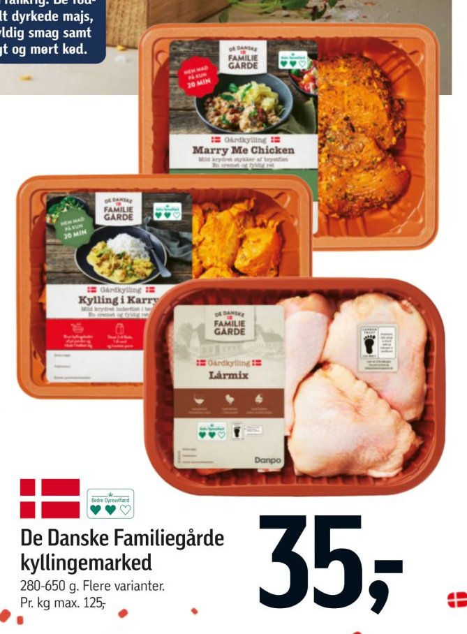 De Danske Familiegårde kyllingemarked 280-650 g. Flere varianter. – Føtex